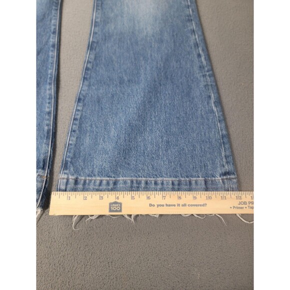 Express 70s Flare Jeans Womens 6R Blue Mid Rise Cotton Distressed Hem - Picture 4 of 14